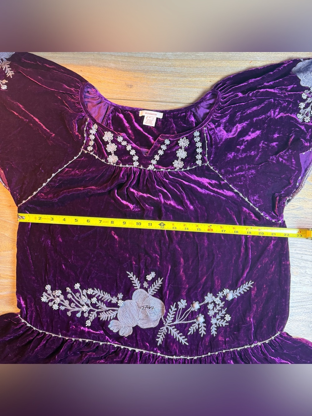 Sundance Plum Velvet & Silk Blend Embroidered Tunic - Picture 7 of 16